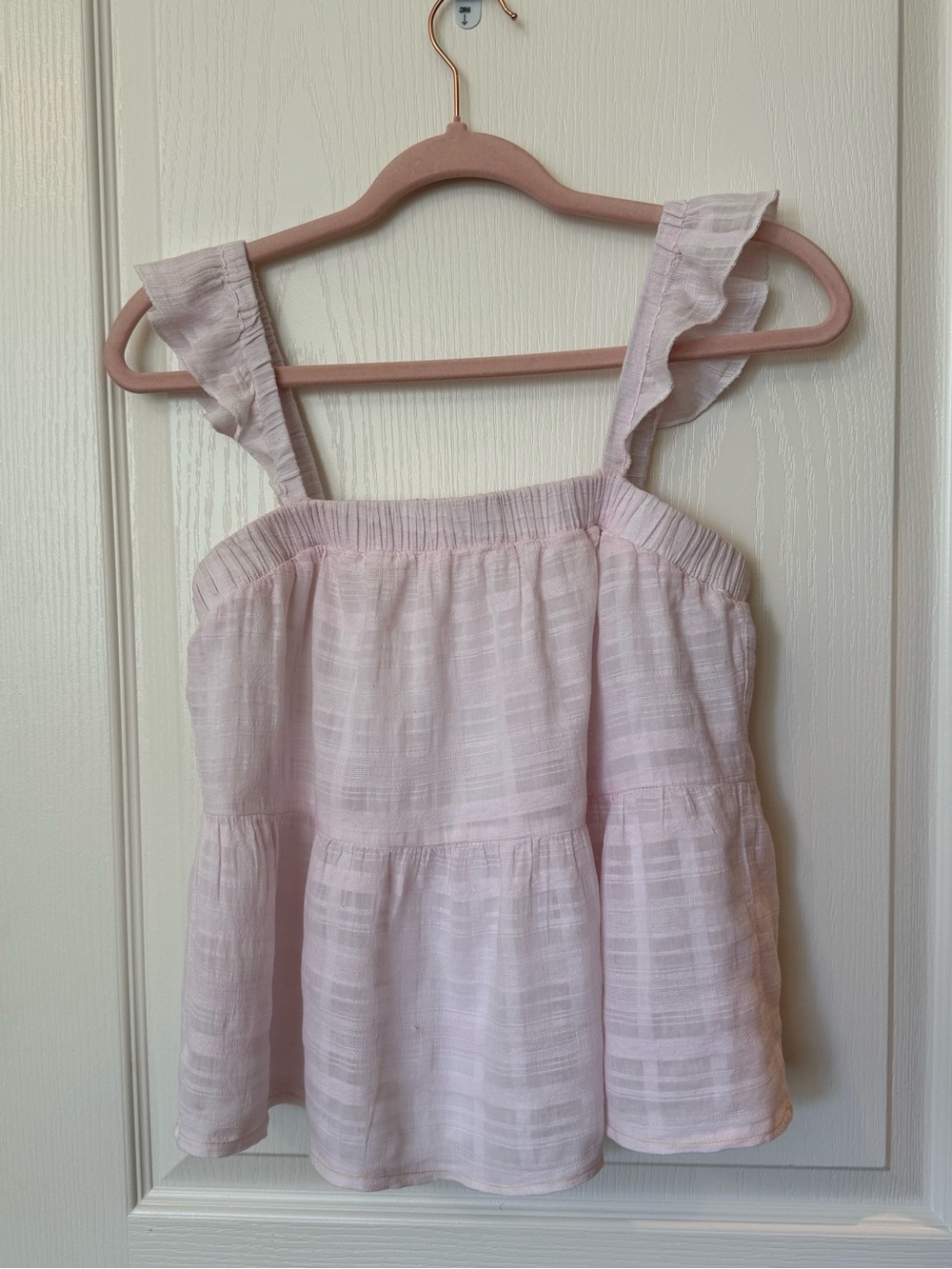 miami Pale Pink Ruffle Strap Peplum Top - Picture 1 of 8
